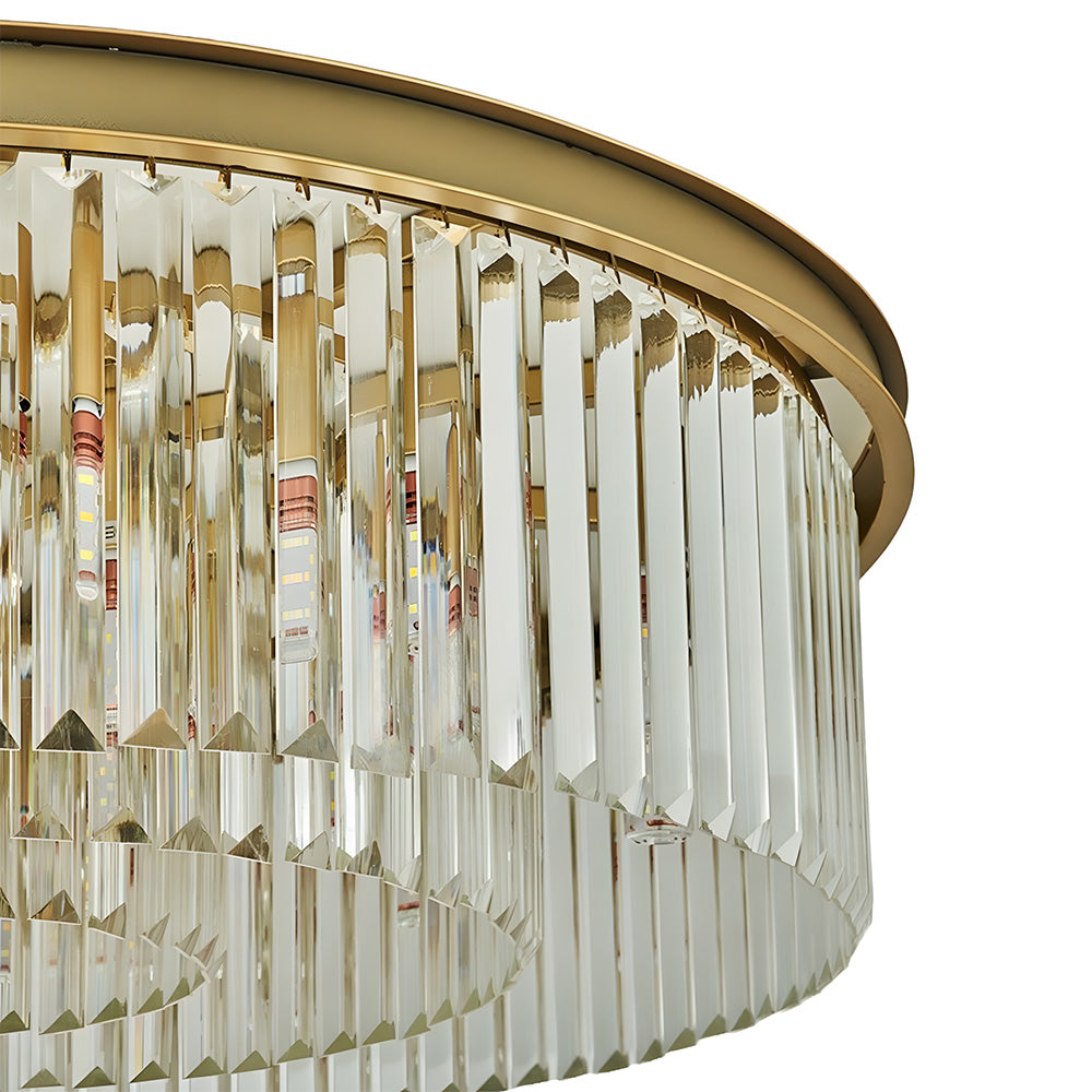 Modern Round Crystal Flush Mount Ceiling Light for Bedroom