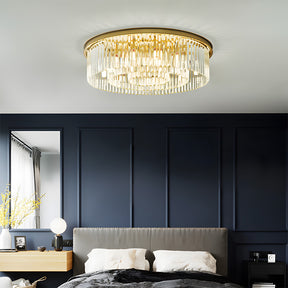 Modern Round Crystal Flush Mount Ceiling Light for Bedroom