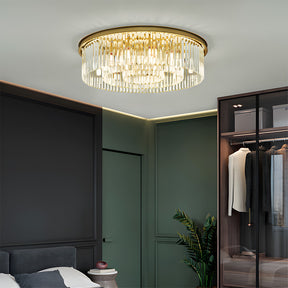 Modern Round Crystal Flush Mount Ceiling Light for Bedroom