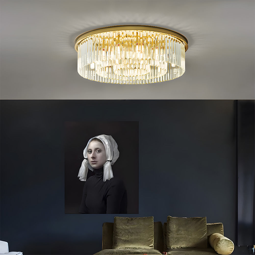 Modern Round Crystal Flush Mount Ceiling Light for Bedroom