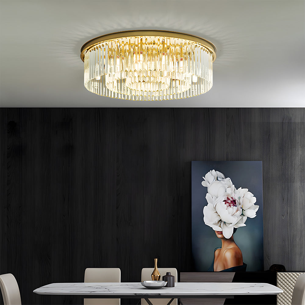 Modern Round Crystal Flush Mount Ceiling Light for Bedroom