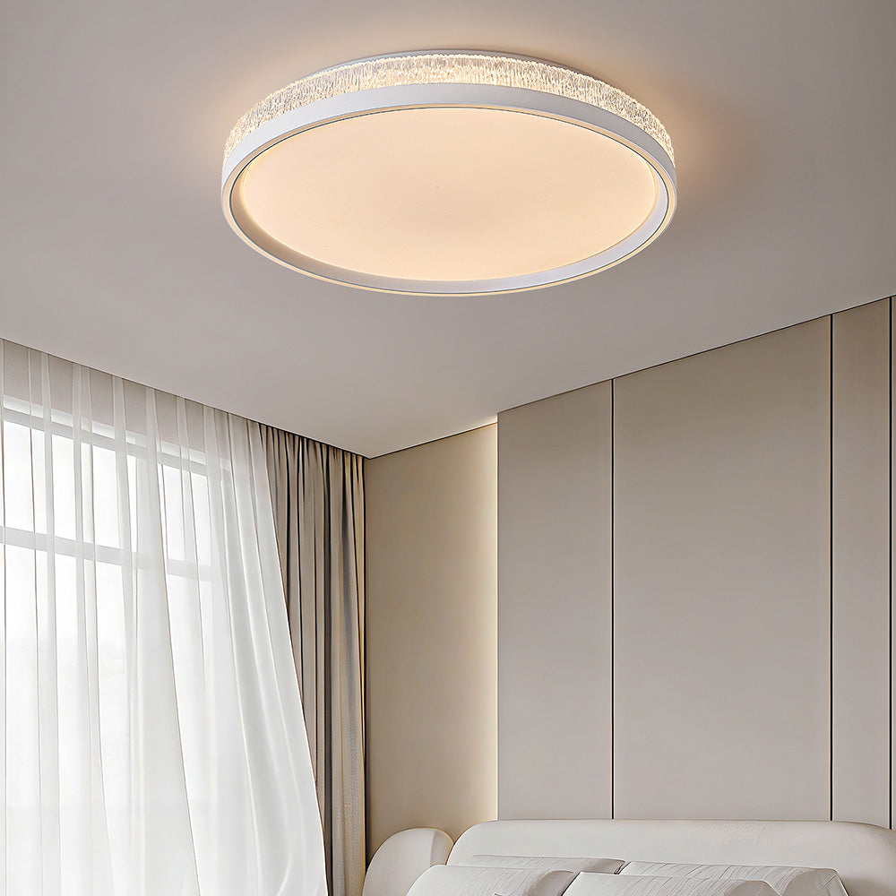 Modern Luxury Crushed Crystal Halo LED Flush Ceiling Lights for Bedroom