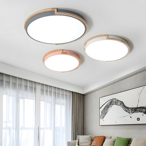 Contemporary Wood LED Flush Ceiling Lights For Bedroom