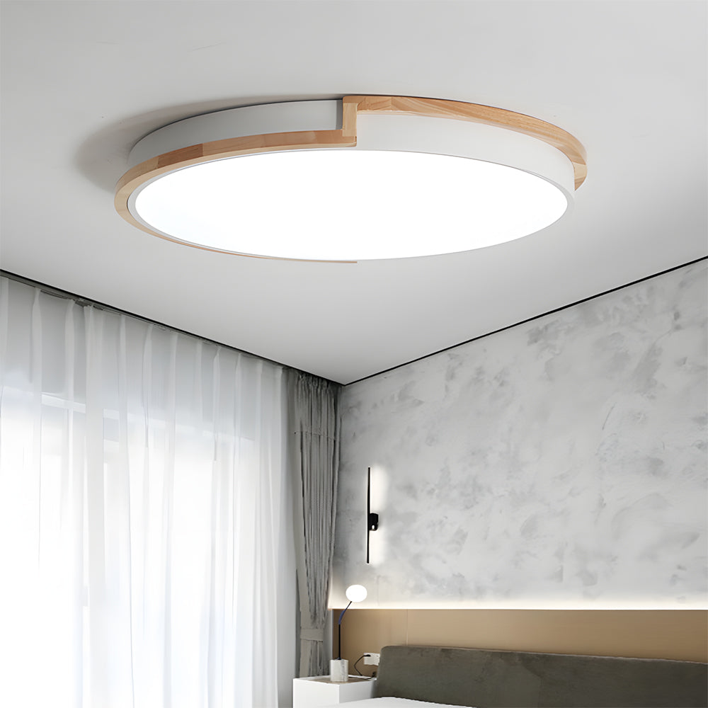 Contemporary Wood LED Flush Ceiling Lights For Bedroom