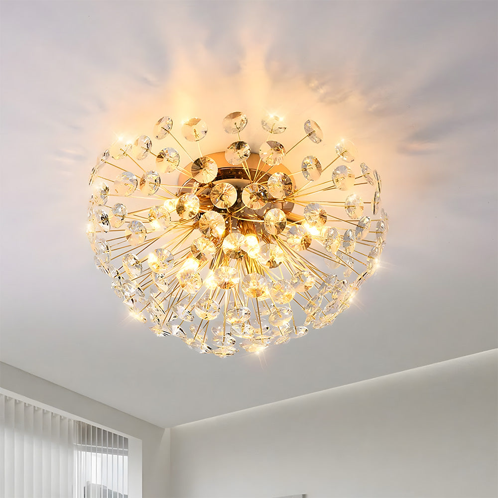 Elegant Gold Flush Mount Crystal Ceiling Lights for Living Room