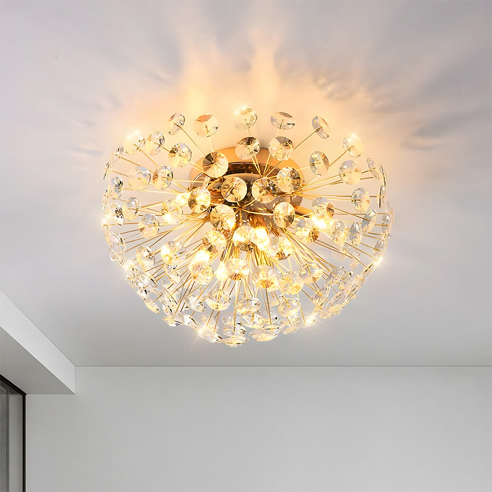 Elegant Gold Flush Mount Crystal Ceiling Lights for Living Room