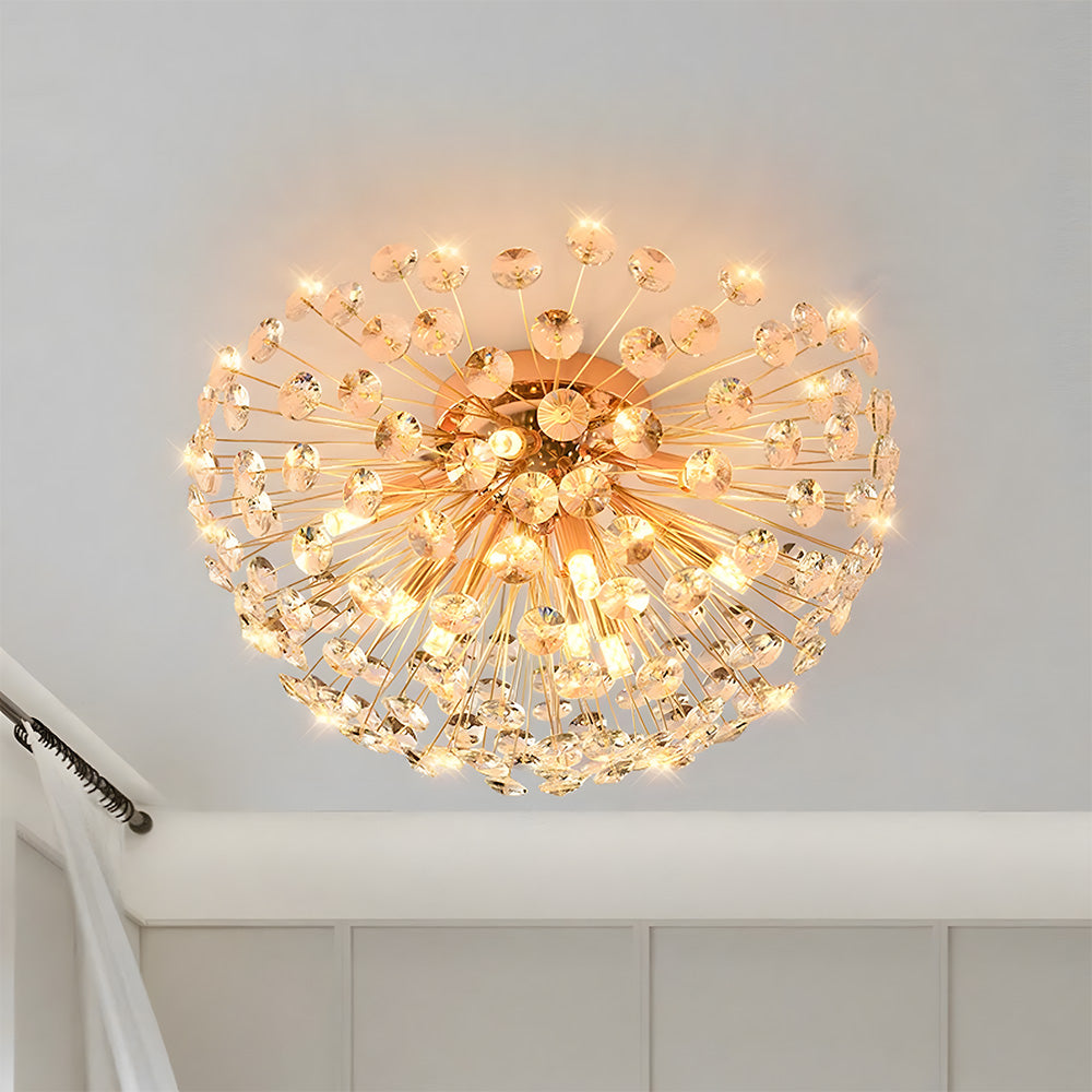Elegant Gold Flush Mount Crystal Ceiling Lights for Living Room