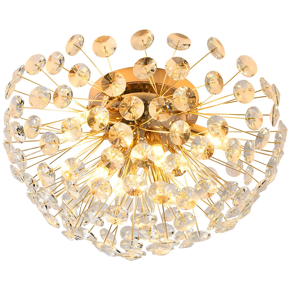 Elegant Gold Flush Mount Crystal Ceiling Lights for Living Room