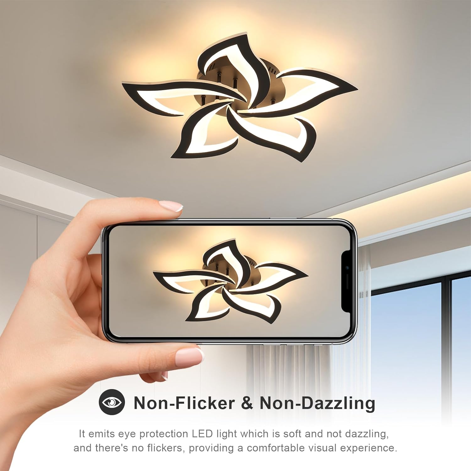 Contemporary Flower Shape Iron LED Ceiling Light For Living Room