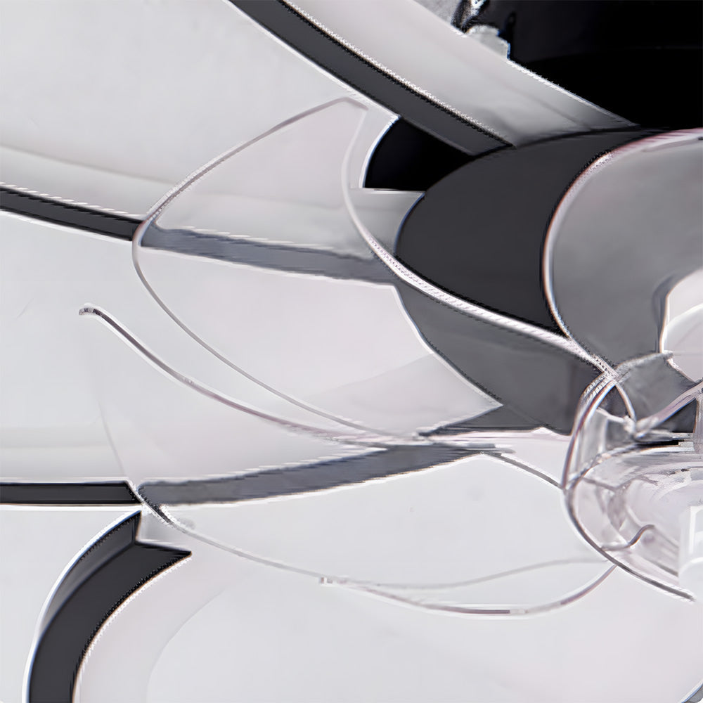 Modern Low Profile Flush Ceiling Fan with Lights, Dimmable, 6-Speed