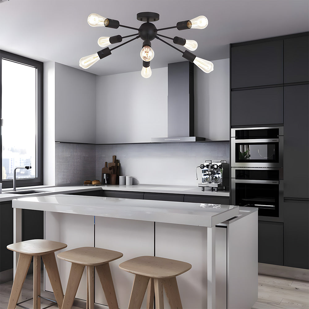 Semi Flush Sputnik Matte Ceiling Light for Dining Room Kitchen