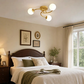 Modern Iron Glass Flush Mount Ceiling Light for Living Room