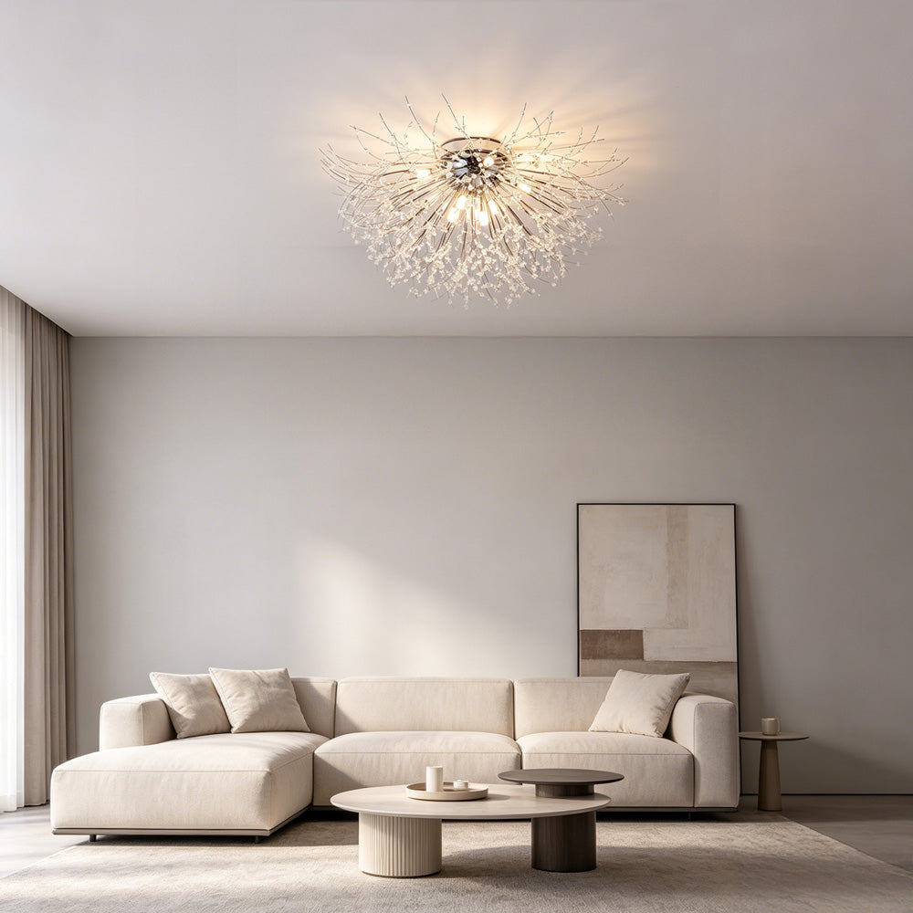 Crystal Flush Mount Chandelier Ceiling Light for Bedrooms, Kitchens, Islands, Corridor