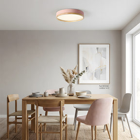 Contemporary Round Flush Mount Wooden Acrylic LED Ceiling Lights for Dining Room