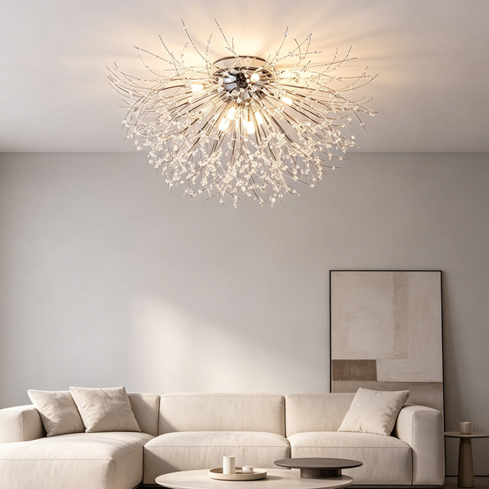 Crystal Flush Mount Chandelier Ceiling Light for Bedrooms, Kitchens, Islands, Corridor