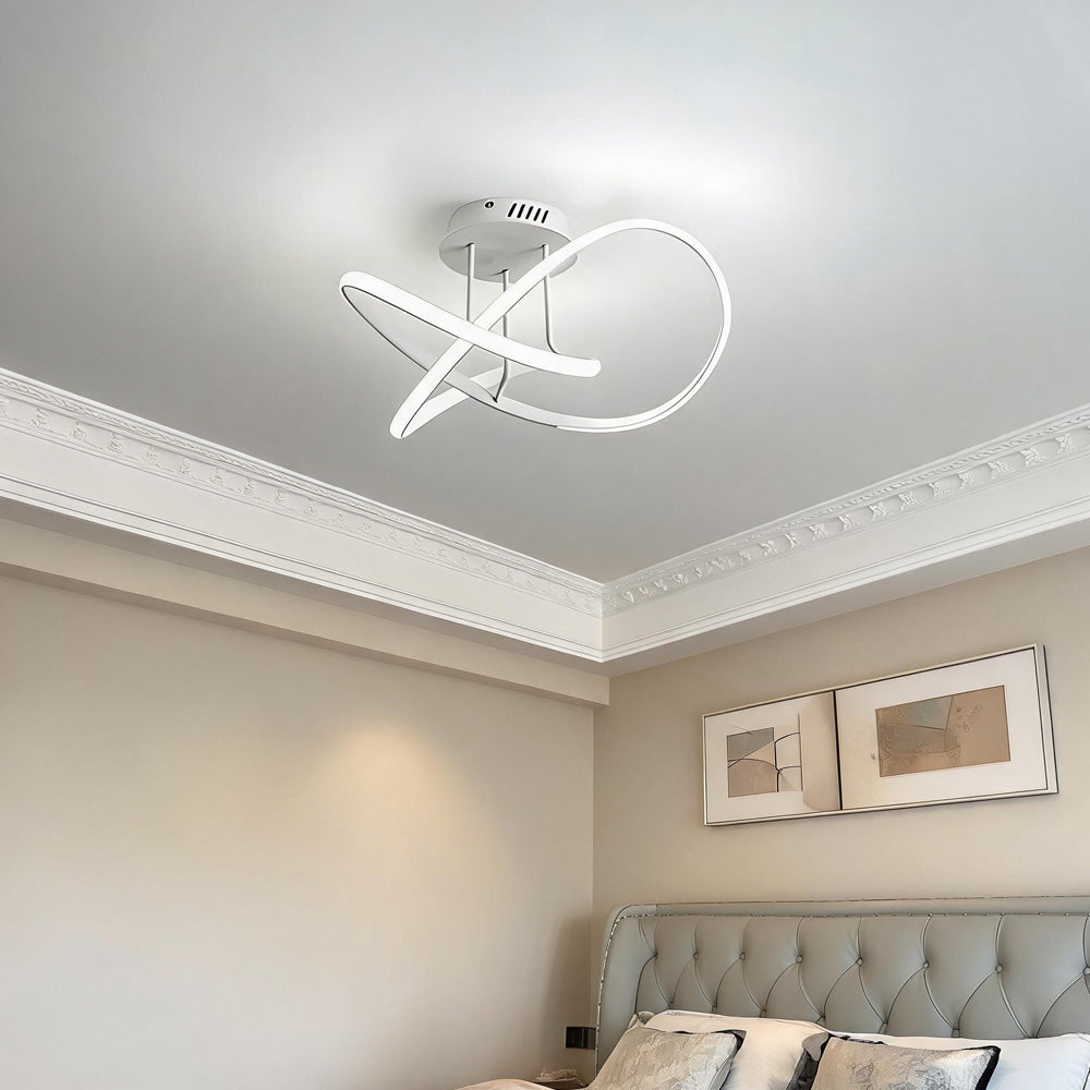 Modern LED Spiral Semi Flush Mount Ceiling Light for Living Room Hallway Kitchen