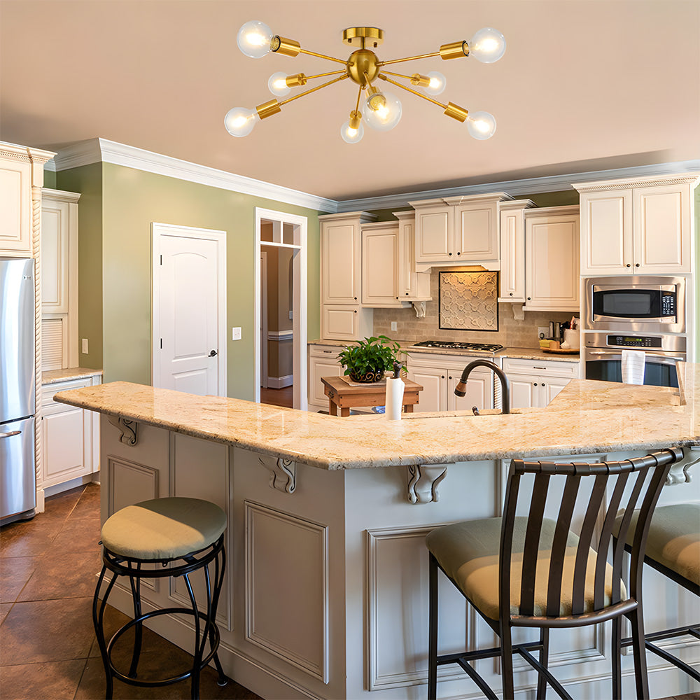 Semi Flush Sputnik Matte Ceiling Light for Dining Room Kitchen
