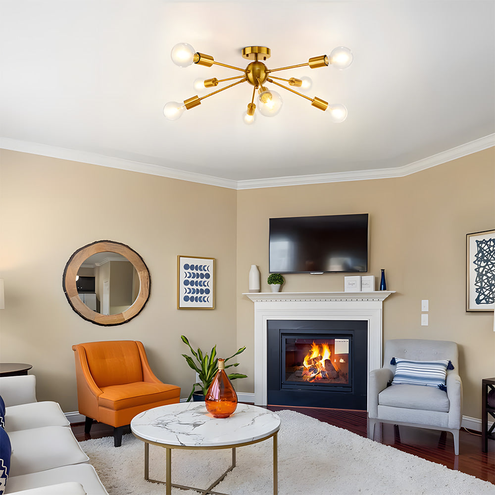 Semi Flush Sputnik Matte Ceiling Light for Dining Room Kitchen