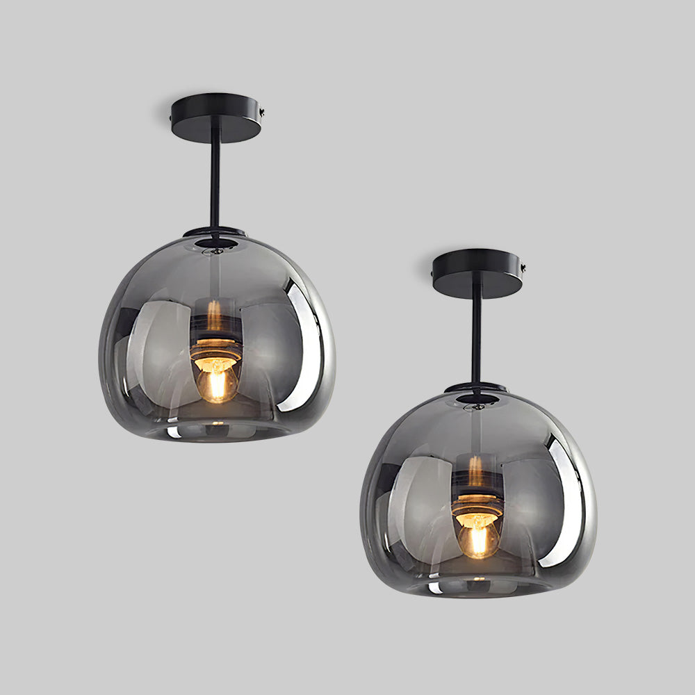 Set of 2 Modern Copper Glass Hallway Ceiling Light