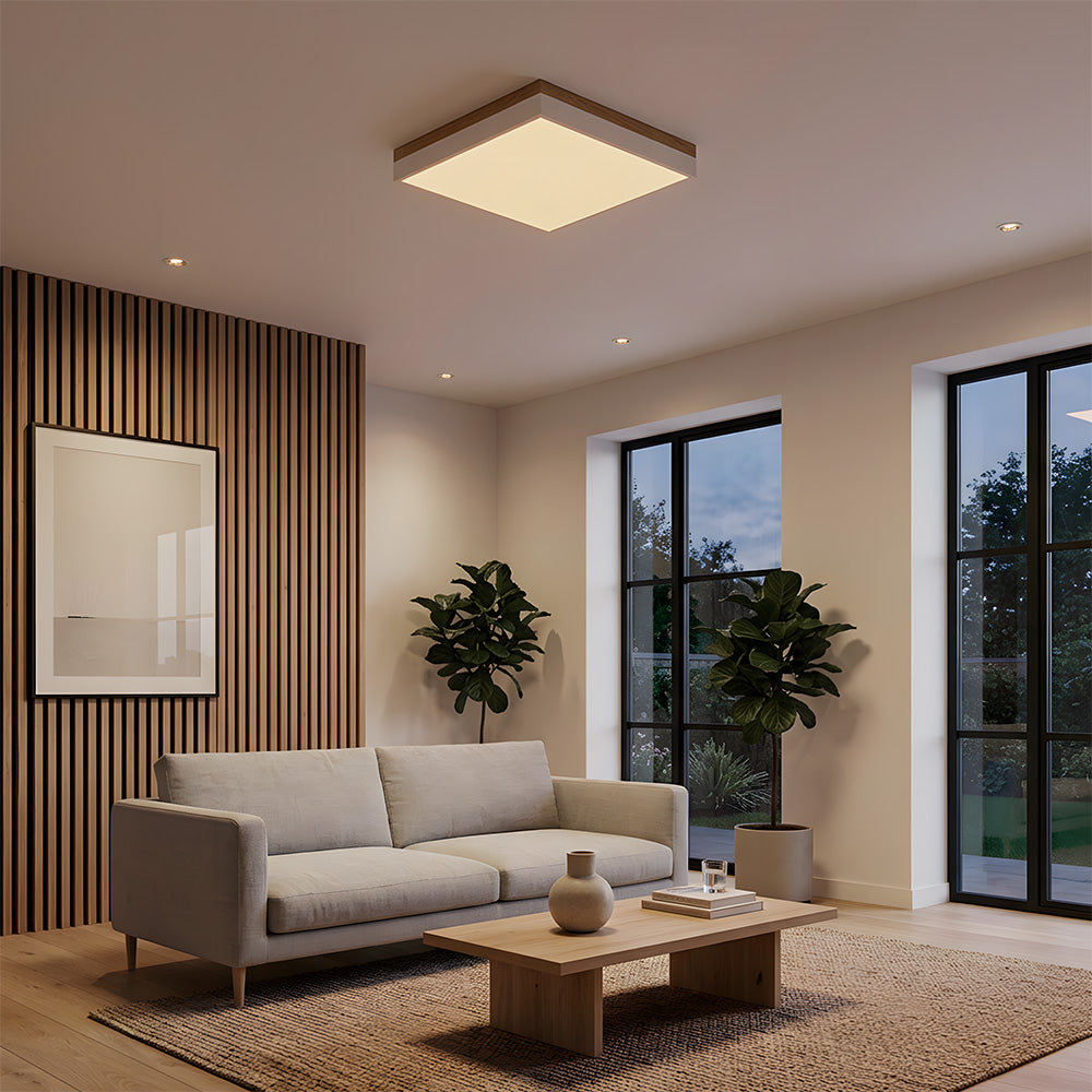 Modern Wooden Dimmable Flush Mount LED Ceiling Lights for Living Room Hallway