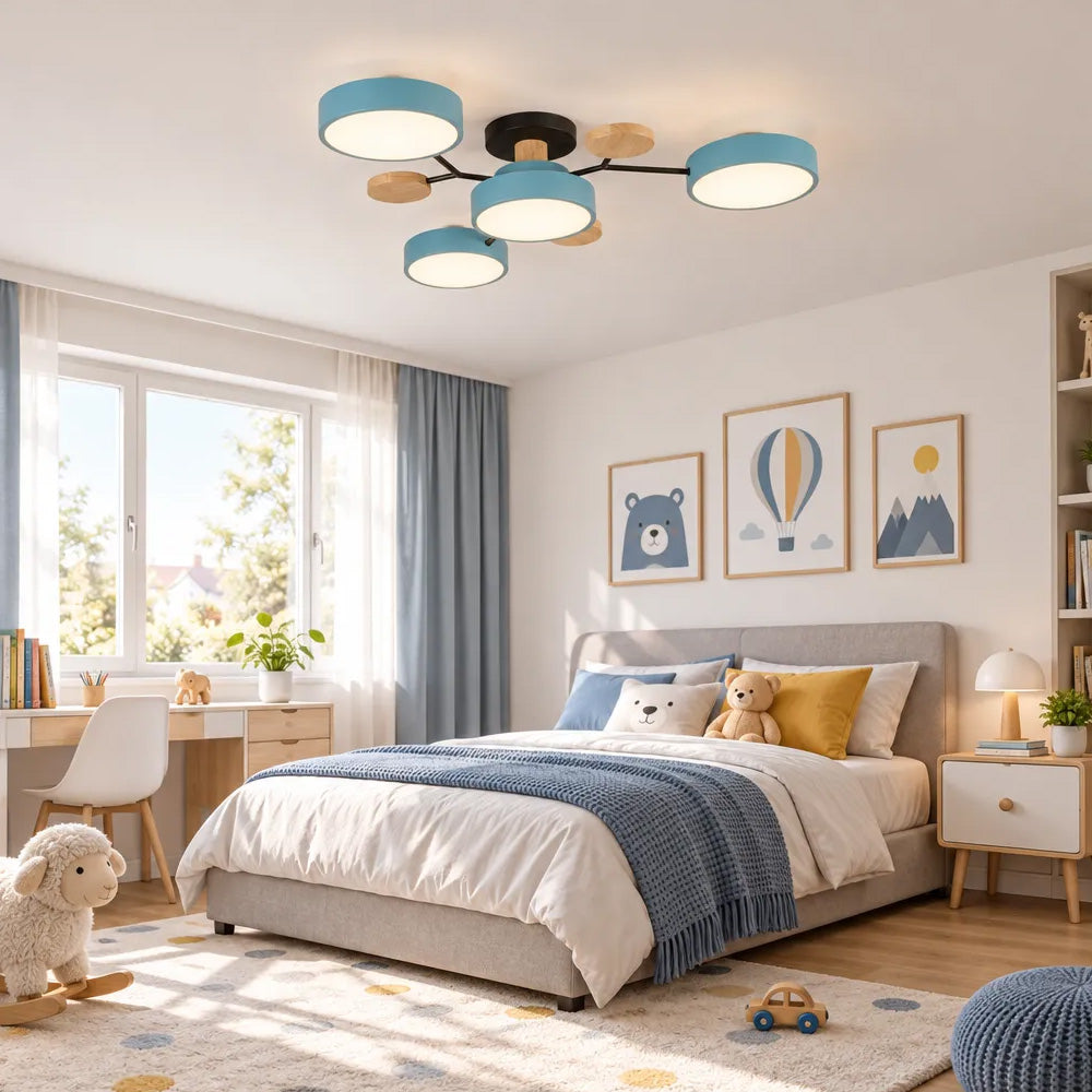 Nordic Wood Flush Mount Ceiling Light for Bedroom