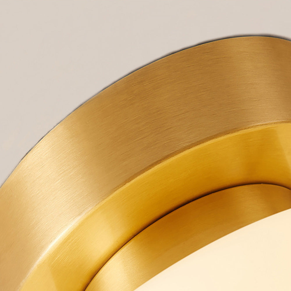 Minimalist Brass White Semi-Flush Ceiling Light