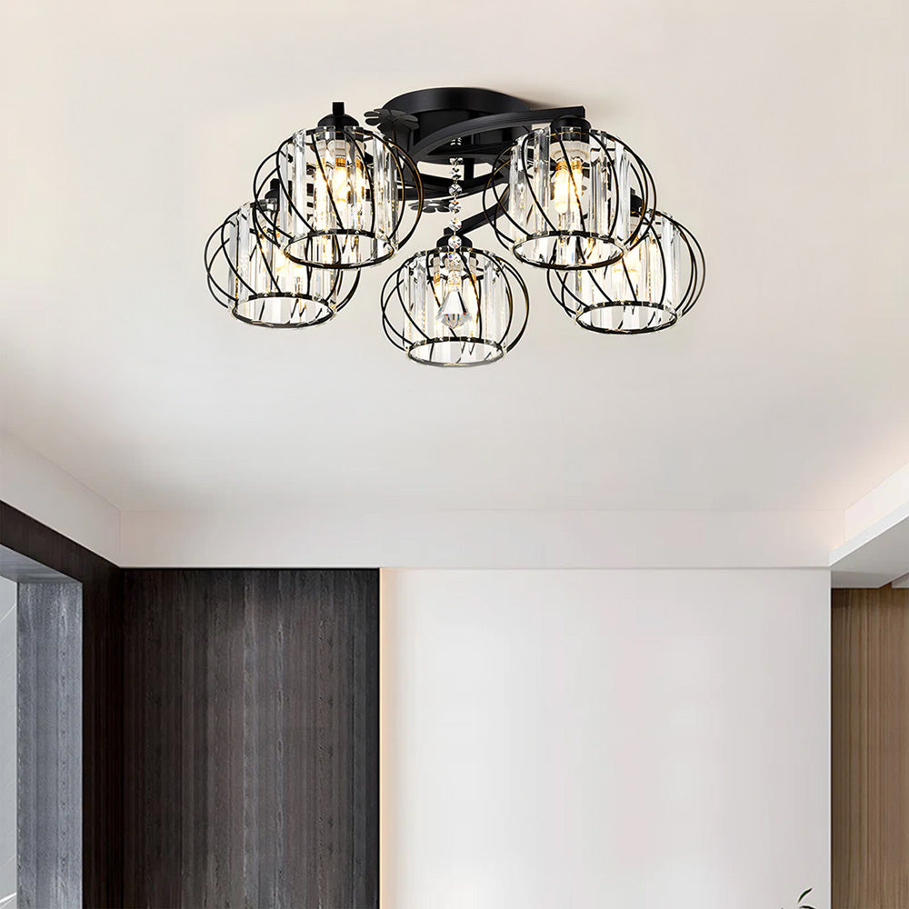 Crystal Black Semi Flush Ceiling Lights For Living Room