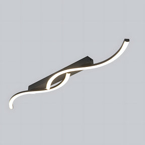 Modern Black Linear Flush Mount Wave LED Ceiling Lights for Bedroom
