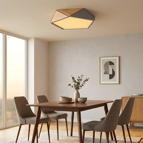 LED Dimmable Wooden Acrylic Geometric Flush Mount Ceiling Lights For Living Room