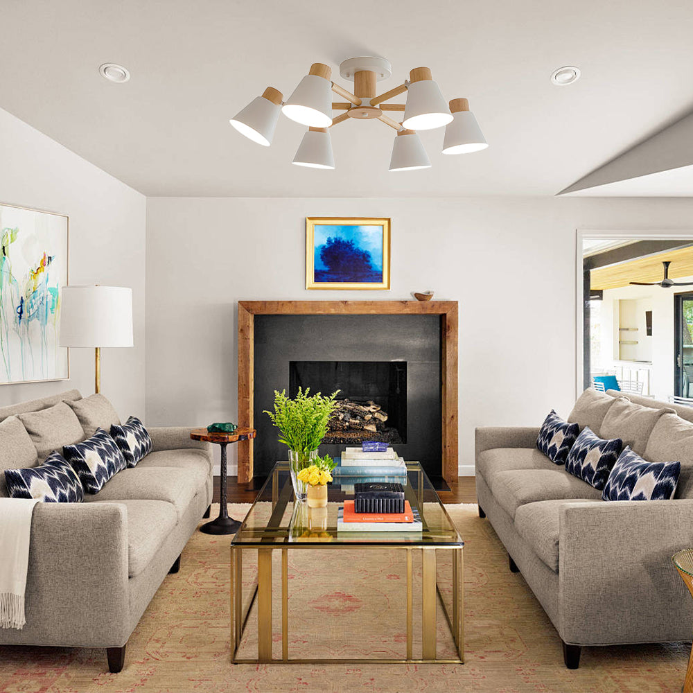 Wooden Close to Ceiling Lamps for Living Room