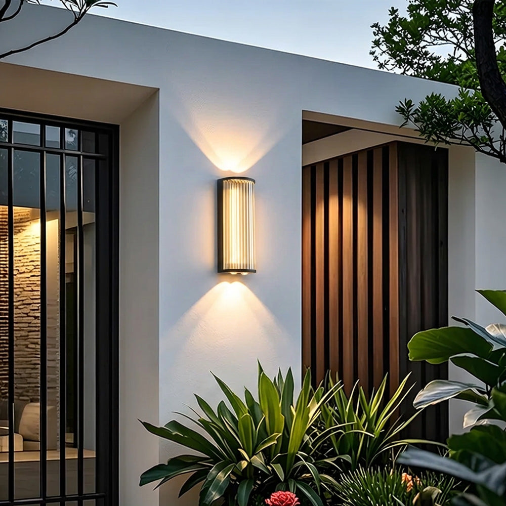 Modern Vertical Glass Stainless Steel Outdoor Wall Lights for Patio Garden