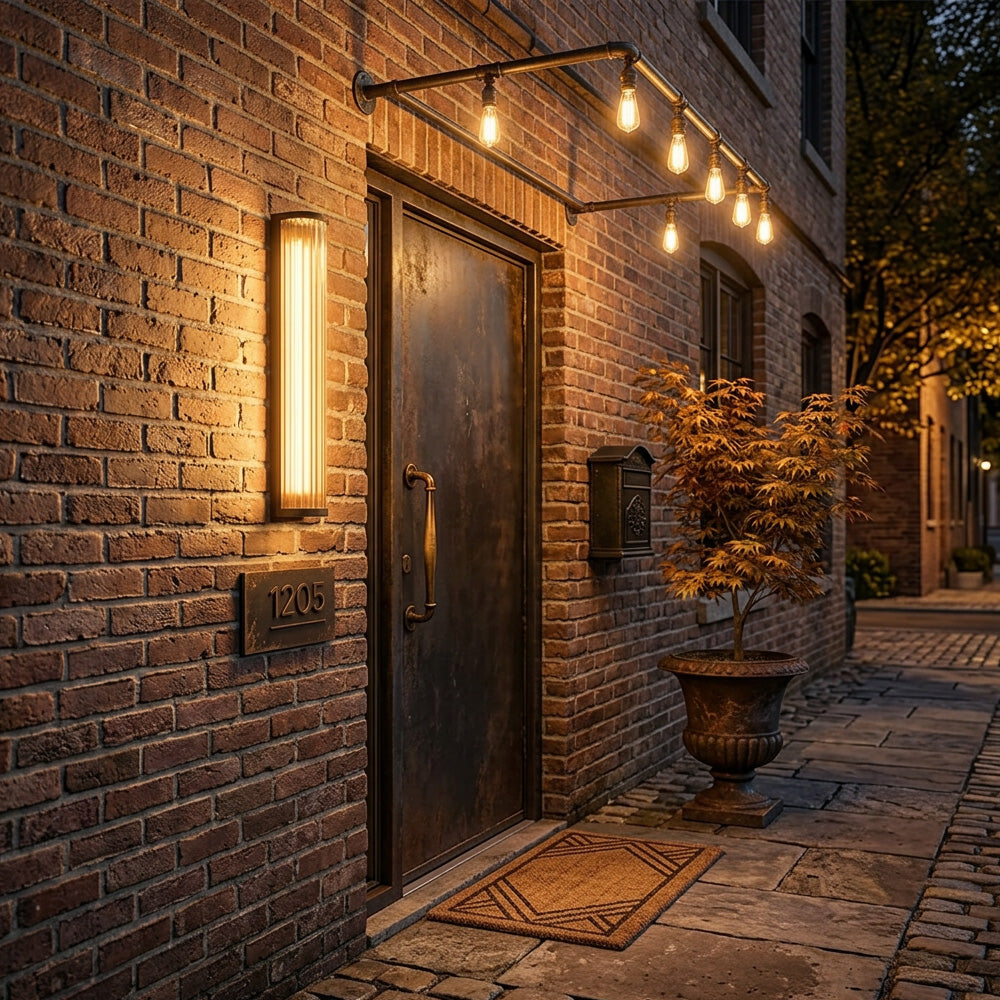 Atlas Fluted Glass Up and Down Outdoor Wall Light