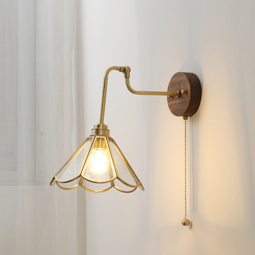 Vintage Glass Shade Wall Sconce Light For Bedroom