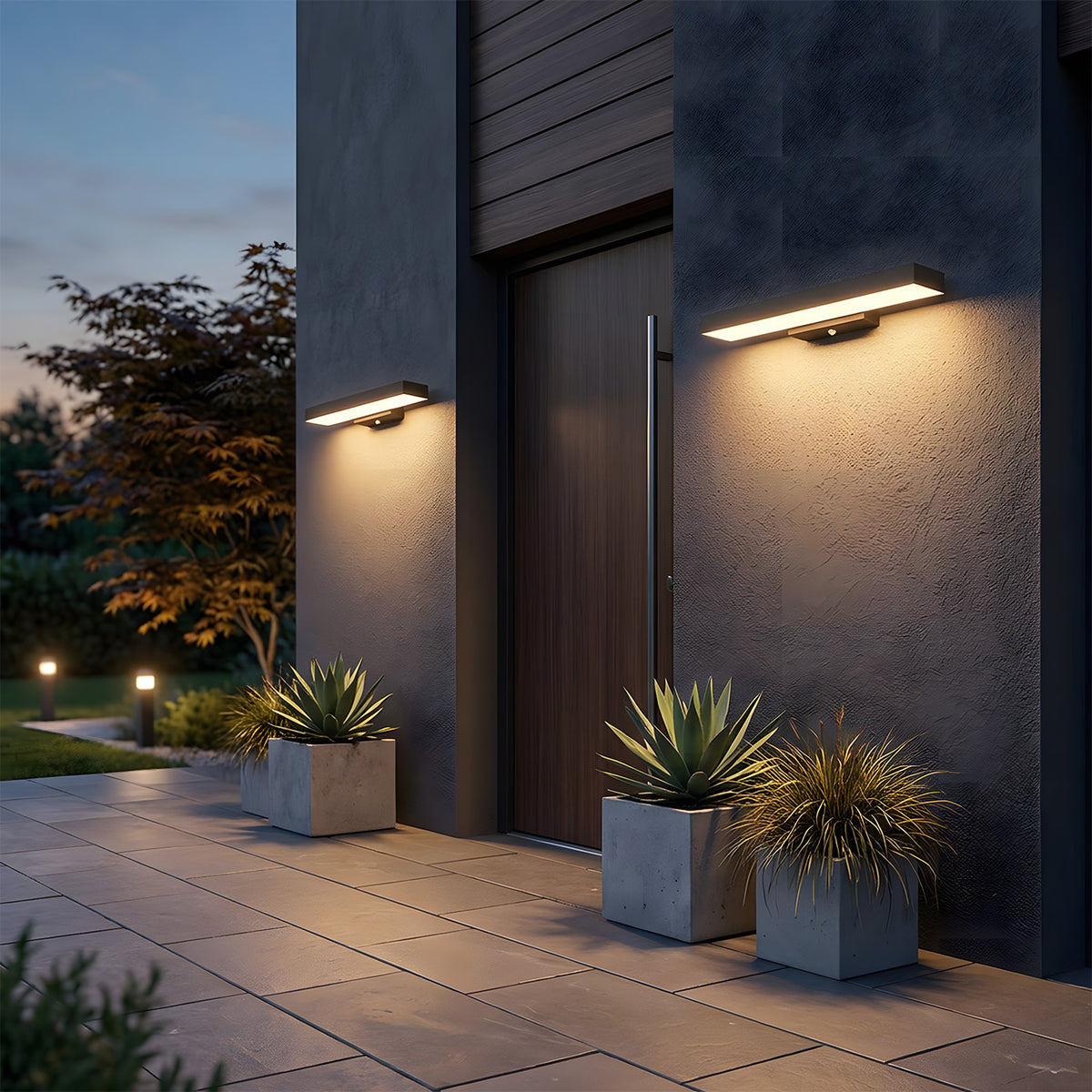 Modern IP54 Waterproof Linear PIR Motion Sensor LED Outdoor Wall Lights for Patio