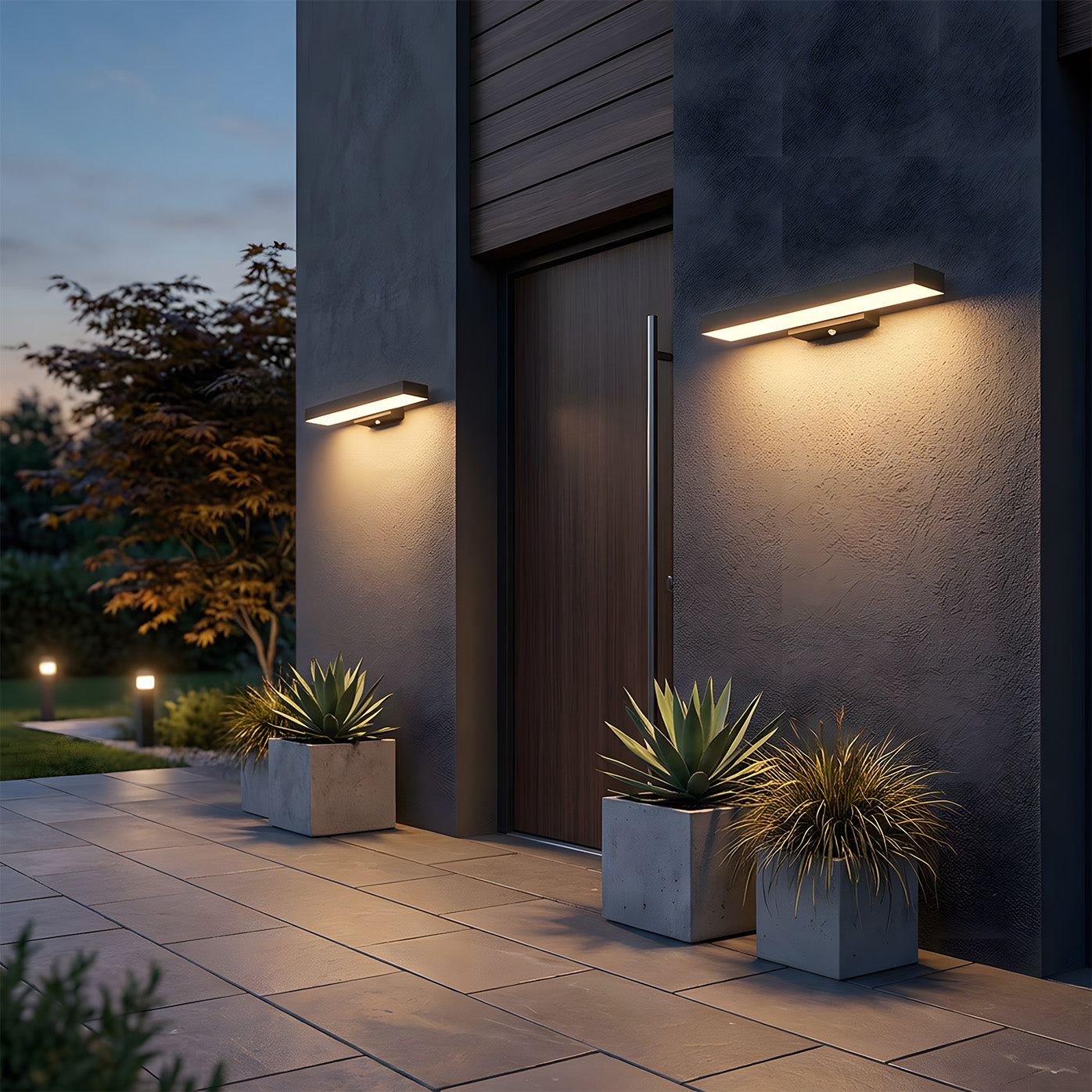 Modern IP54 Waterproof Linear PIR Motion Sensor LED Outdoor Wall Lights for Patio