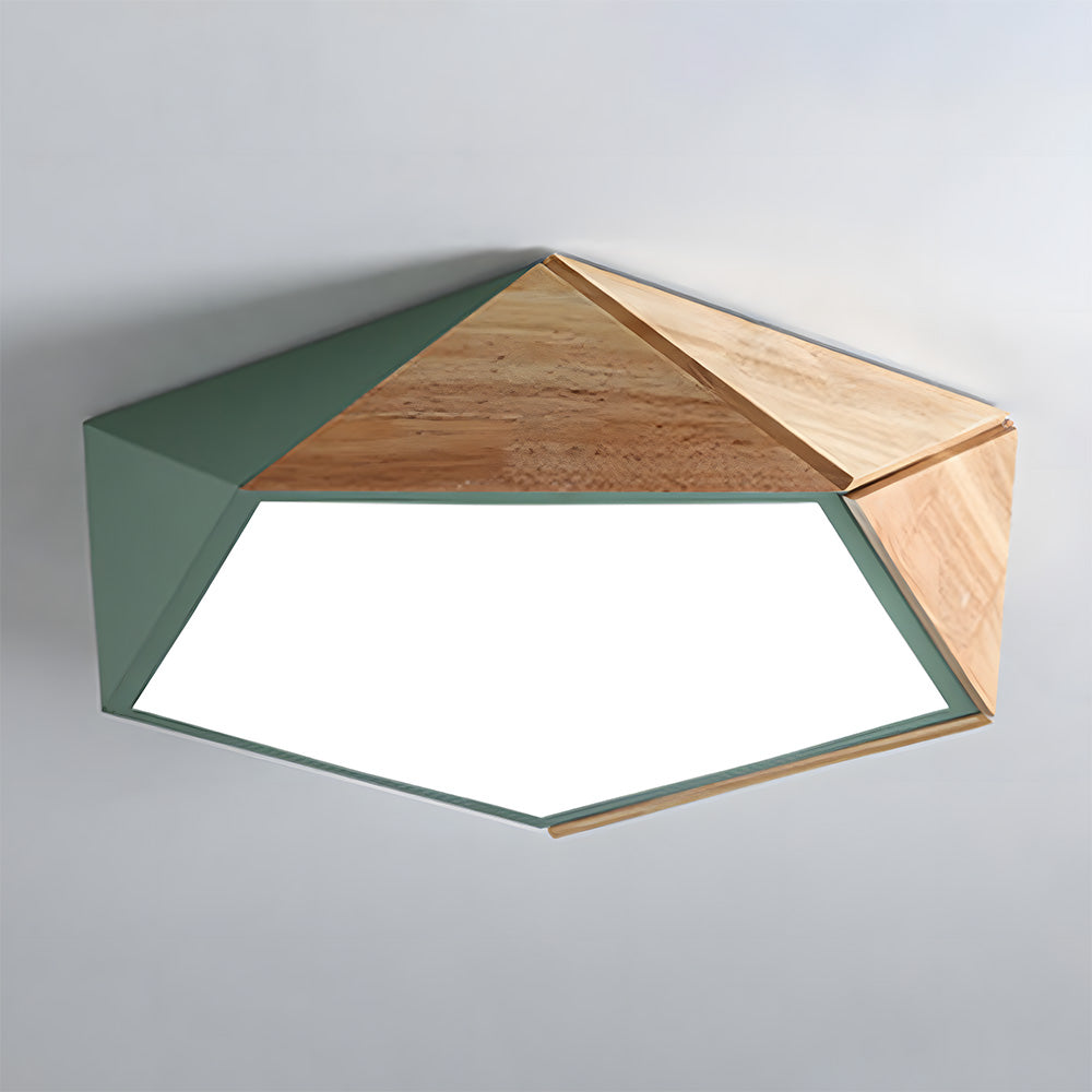 LED Dimmable Wooden Acrylic Geometric Flush Mount Ceiling Lights For Living Room