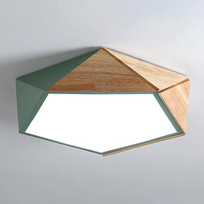 LED Dimmable Wooden Acrylic Geometric Flush Mount Ceiling Lights For Living Room