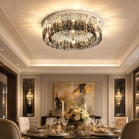 Contemporary Crystal Silver Ring Flush Mount Ceiling Light for Living Room
