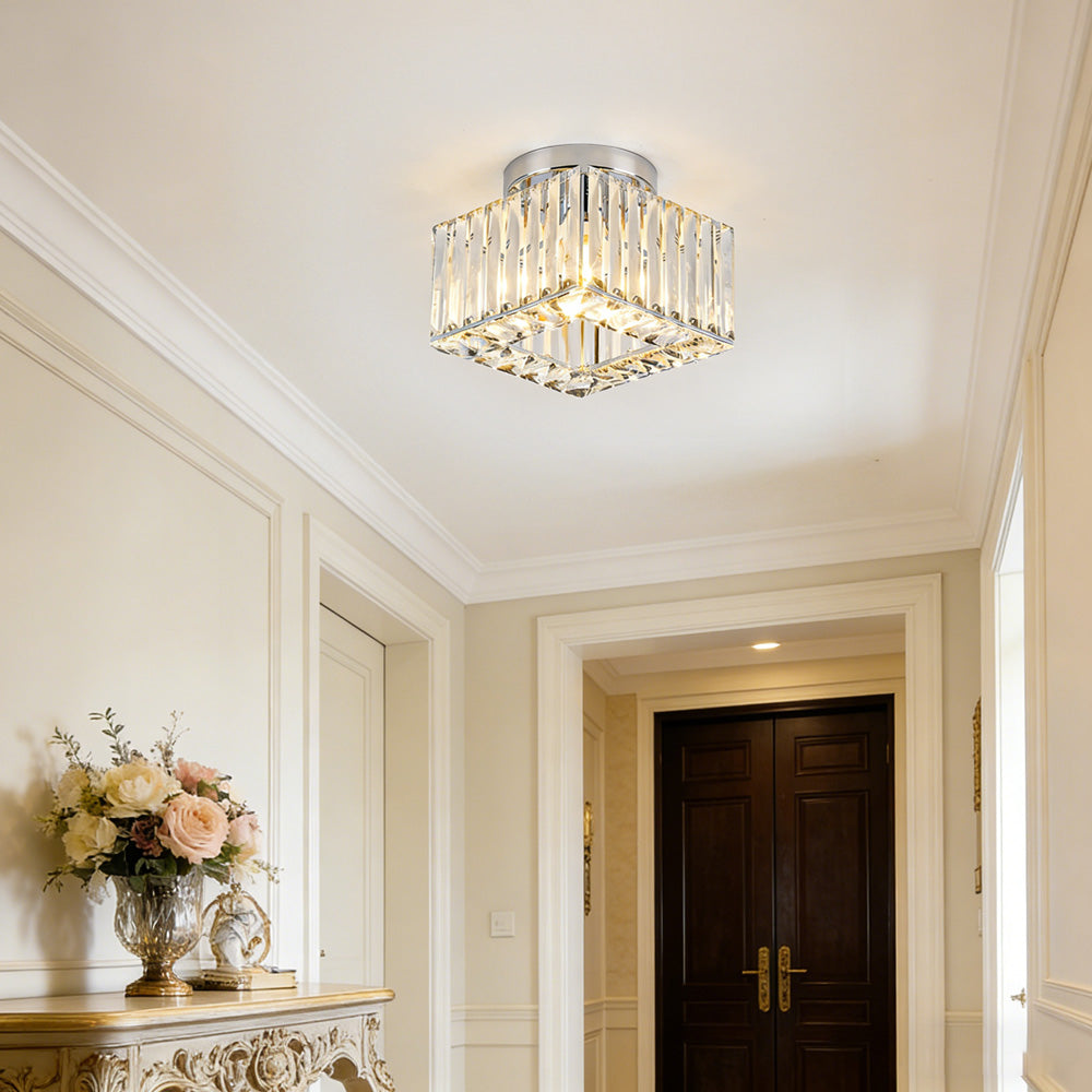 Crystal Semi Flush Mount Ceiling Light for Hallway 23cm E27