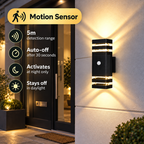 Modern Black PIR Sensor Outdoor Wall Light