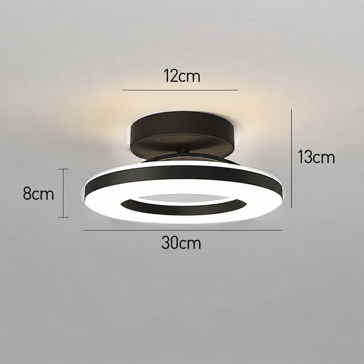 Semi-Flush Black Iron LED Ceiling Light for Hallway