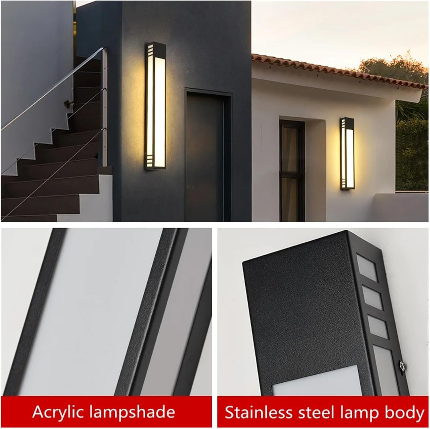 IP55 Modern Black LED Outdoor Wall Lights For Houses