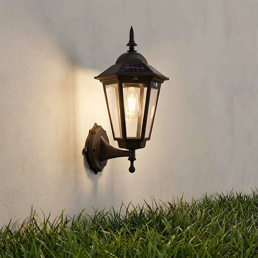 IP44 External Solar Wall Lights, 3 Mode Sensor Solar Wall Lamp for Patio Fence Garden Decor