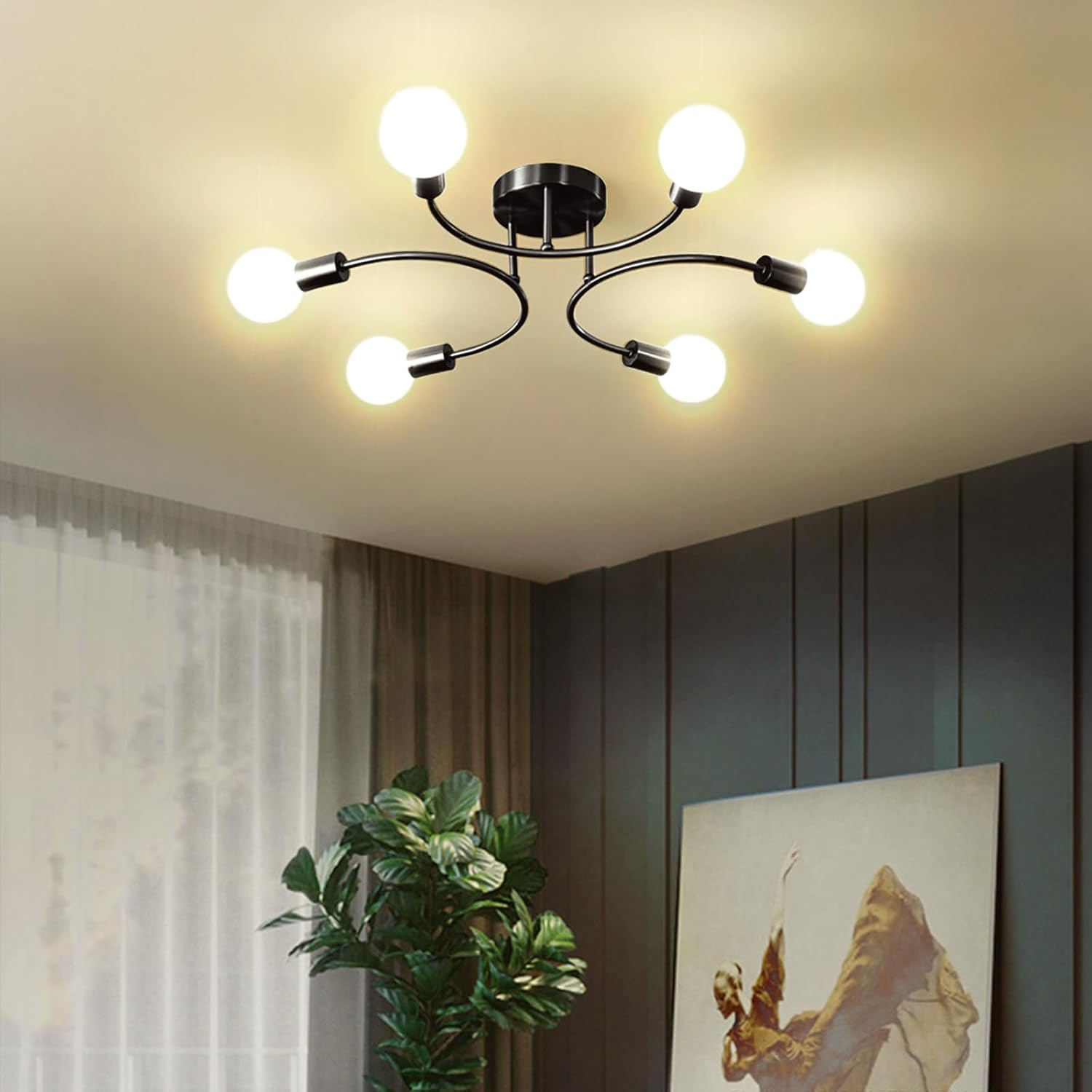 Creative Multi-Bulb Golden Bedroom Ceiling Light