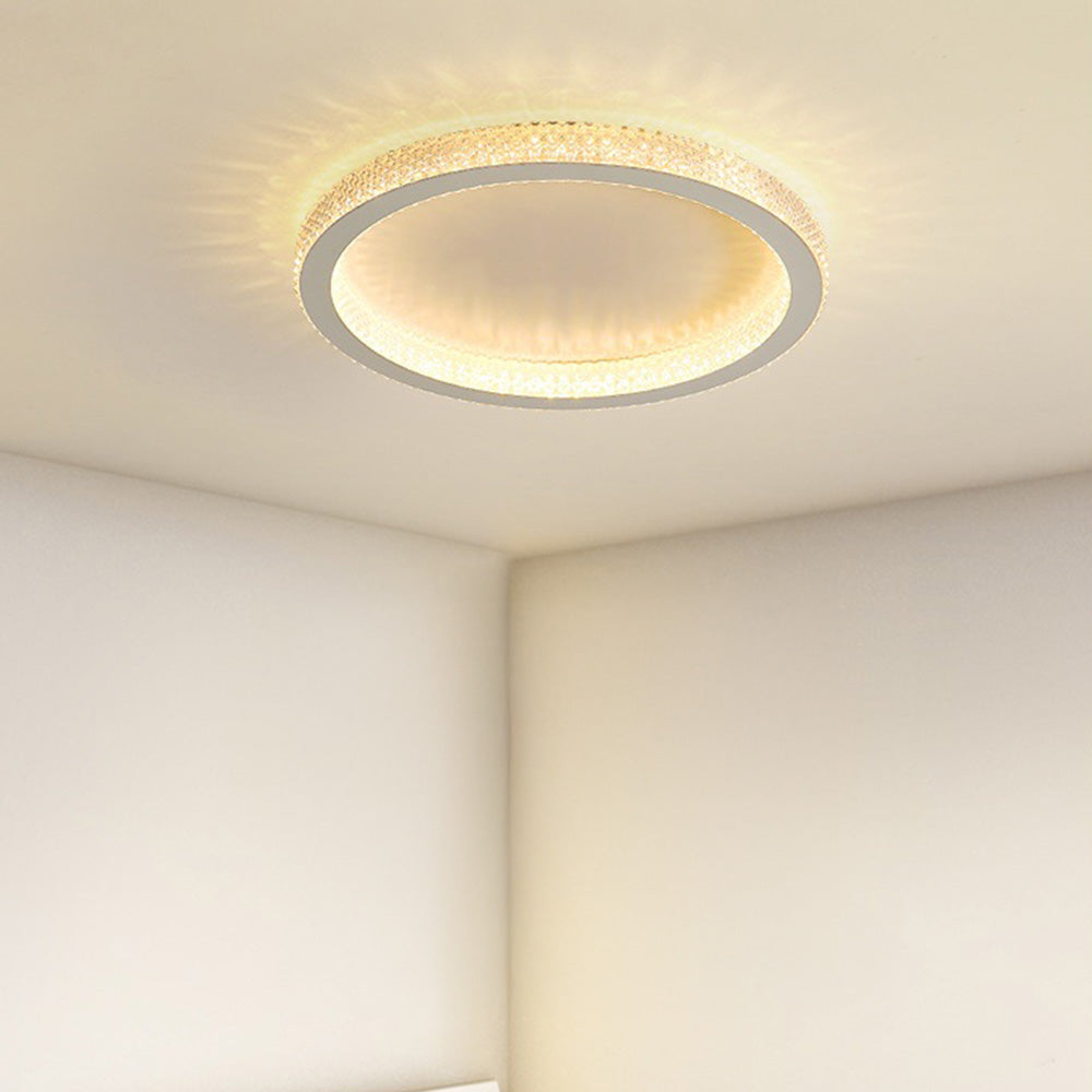 Modern Luxury Black Crystal Ring LED Halo Bedroom Ceiling Light