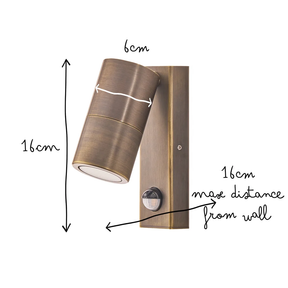 Modern Copper IP65 Dusk-to-Dawn LED Outdoor Wall Lights, Adjustable Pillar Light
