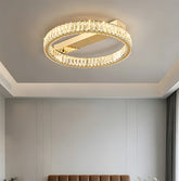 Modern Luxury Stainless Steel K9 Crystal Round Ceiling Lights for Living Room