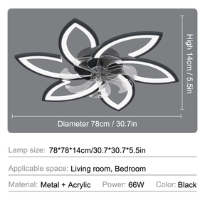Modern Low Profile Flush Ceiling Fan with Lights, Dimmable, 6-Speed