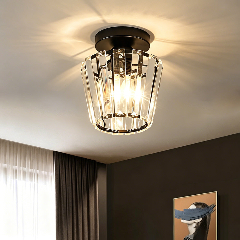 Modern Crystal Flush Mount Light Luxury Prism Ceiling Lamp for Hallway