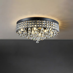 Modern Silver Crystal Flush Mount Ceiling Light for Dining Areas